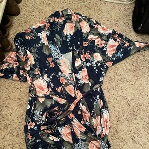 Navy flowered robe